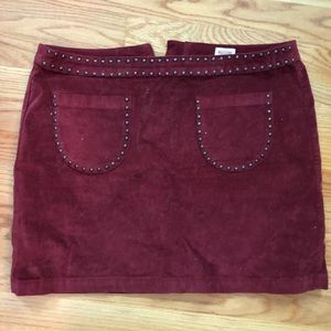 Maroon Velvet Miniskirt